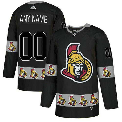 Ottawa Senators Custom Black Team Logos Fashion Jersey