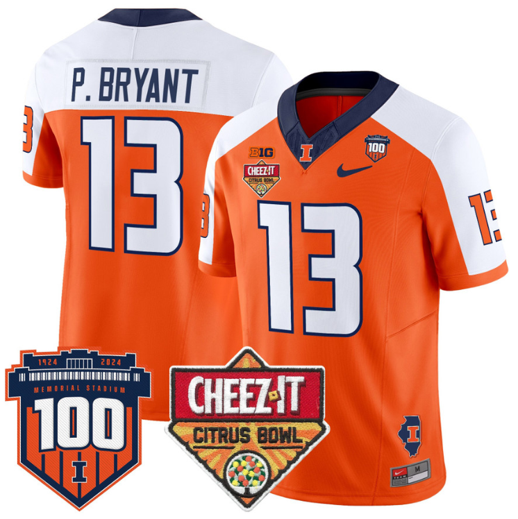 Pat Bryant Jersey #13 Illinois Fighting 2025 Cheez-It Citrus Bowl Orange Alternate