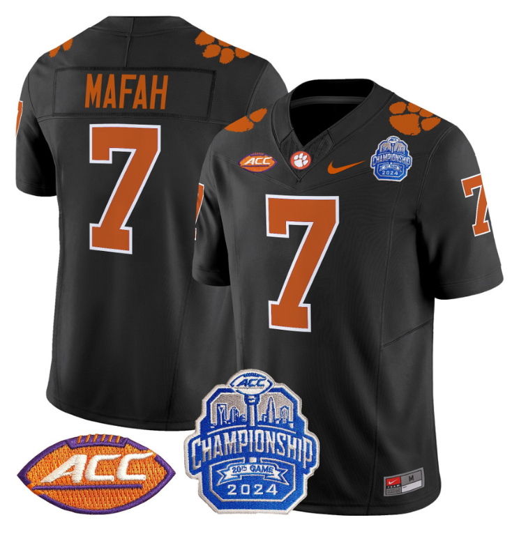 Phil Mafah Jersey #7 Clemson Tigers 2024 ACC Championship Patch Black