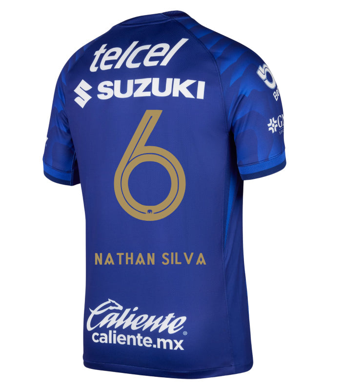 Pumas UNAM 2025-26 NATHAN SILVA 6 Away Jersey – Azul Marino