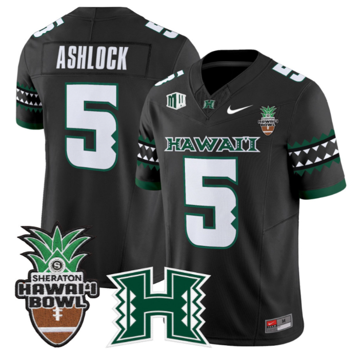Pofele Ashlock Jersey #5 Hawai'i Rainbow 2025 Hawai'i Bowl Stitched