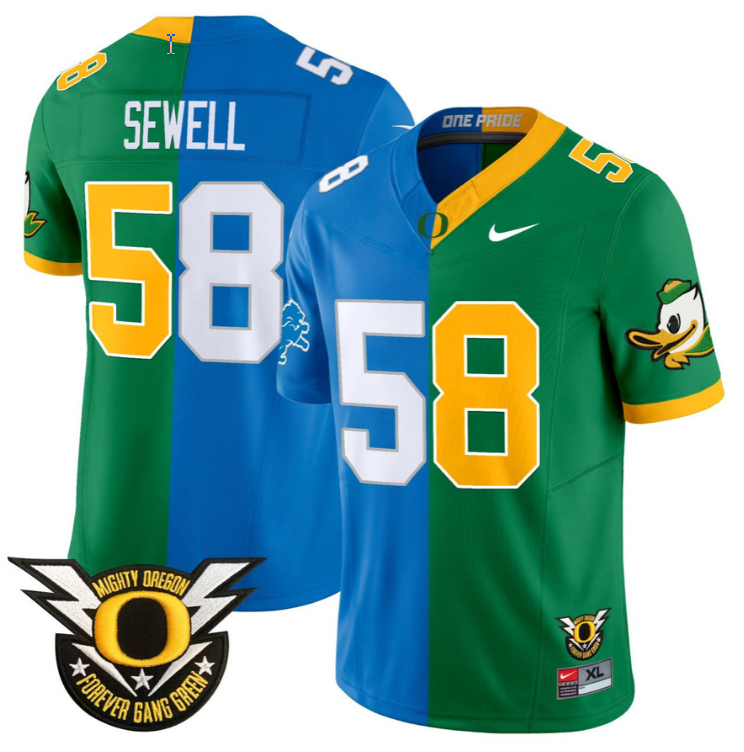 Penei Sewell Jersey #58 Oregon Ducks Split Vapor Limited Football Stitched