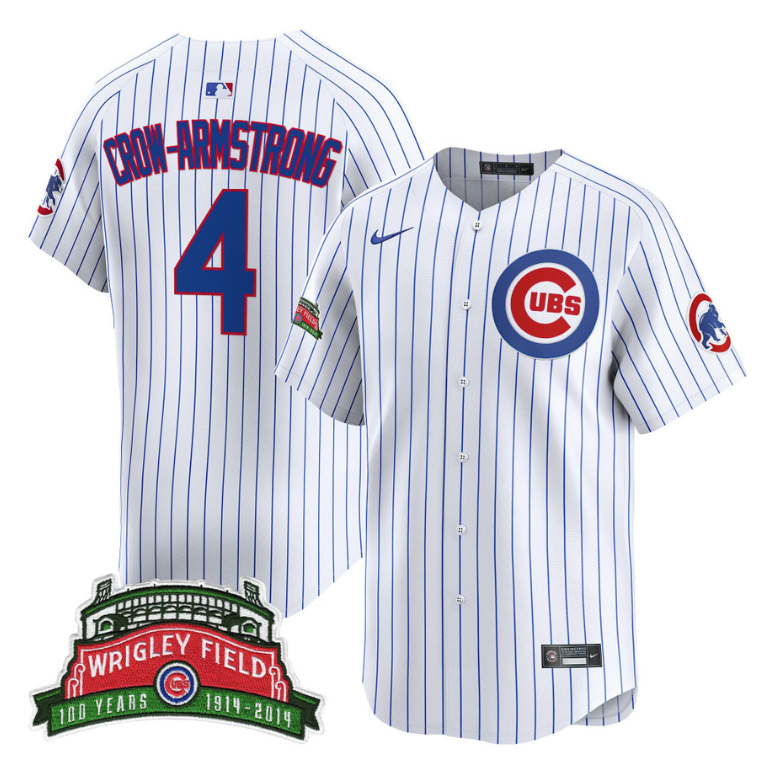 Pete Crow-Armstrong Jersey #4 Chicago Cubs Wrigley Field Style Premier Limited Stitched Pinstripe
