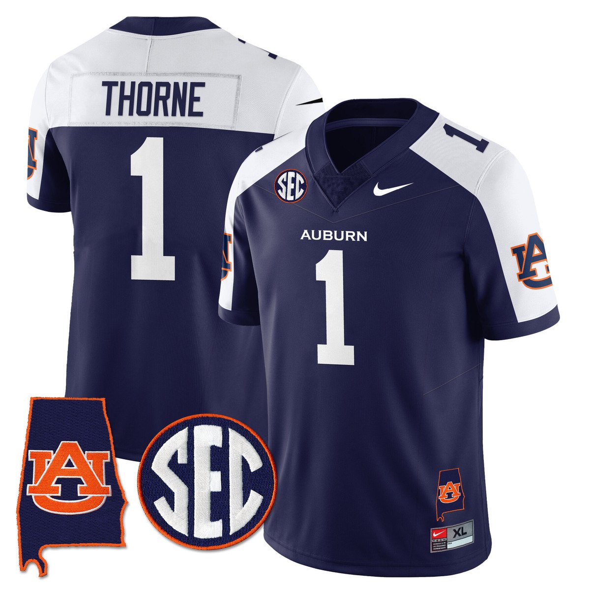 Payton Thorne Jersey #1 Auburn Tigers Alabama Patch Vapor Stitched Navy Alter