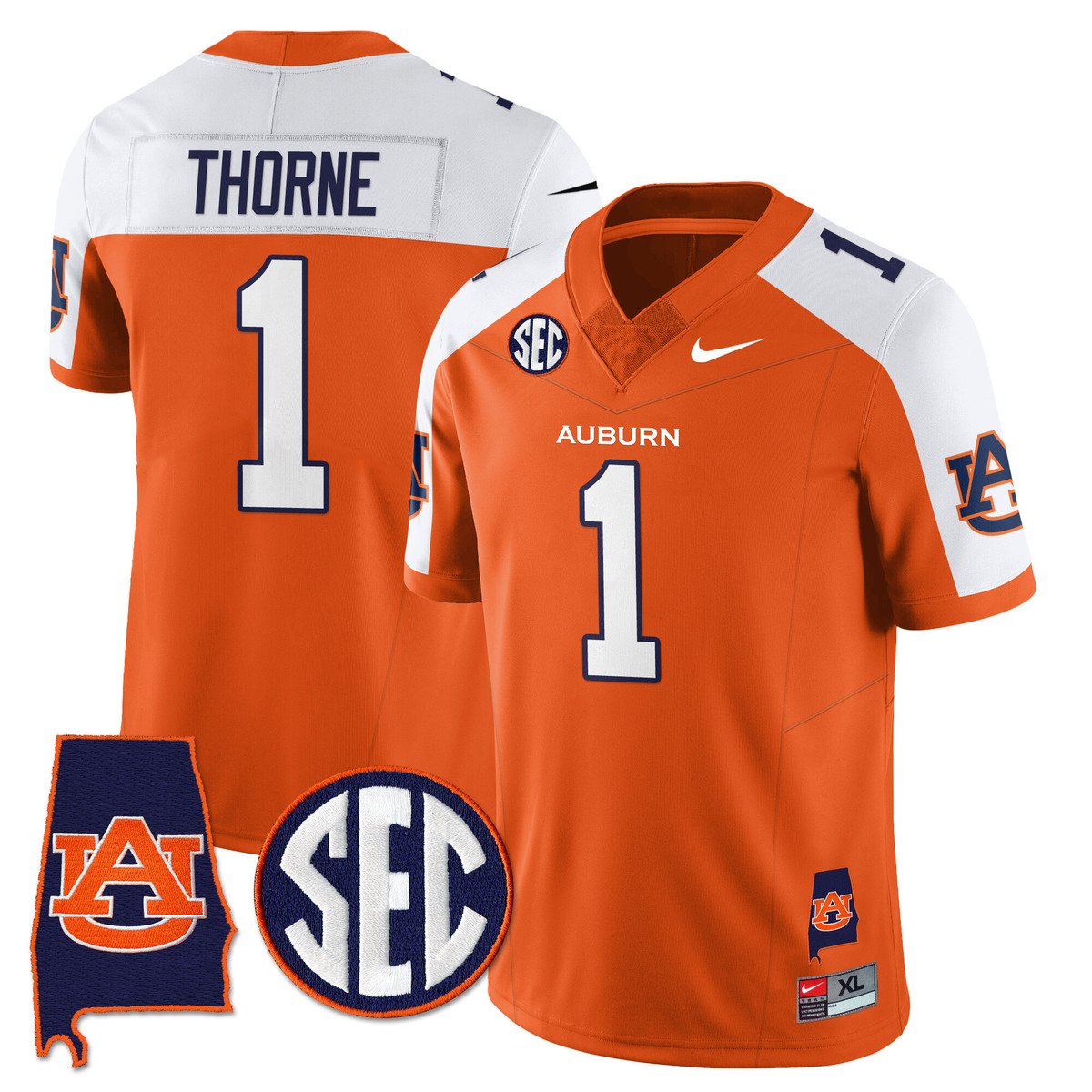 Payton Thorne Jersey #1 Auburn Tigers Alabama Patch Vapor Stitched Orange Alter