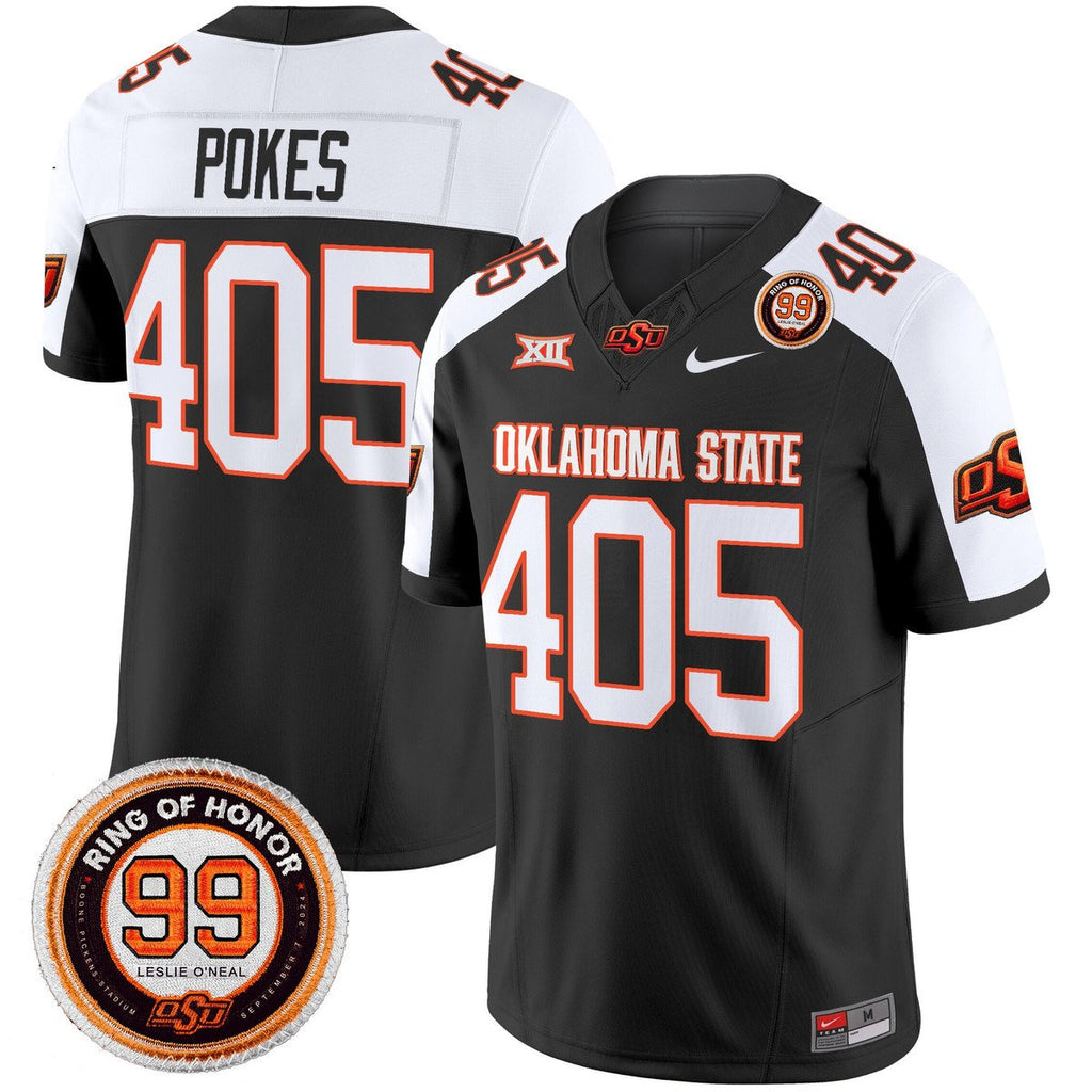 Pokes Jersey #405 Oklahoma State Cowboys 2025 Leslie O'neal Patch Black Alter