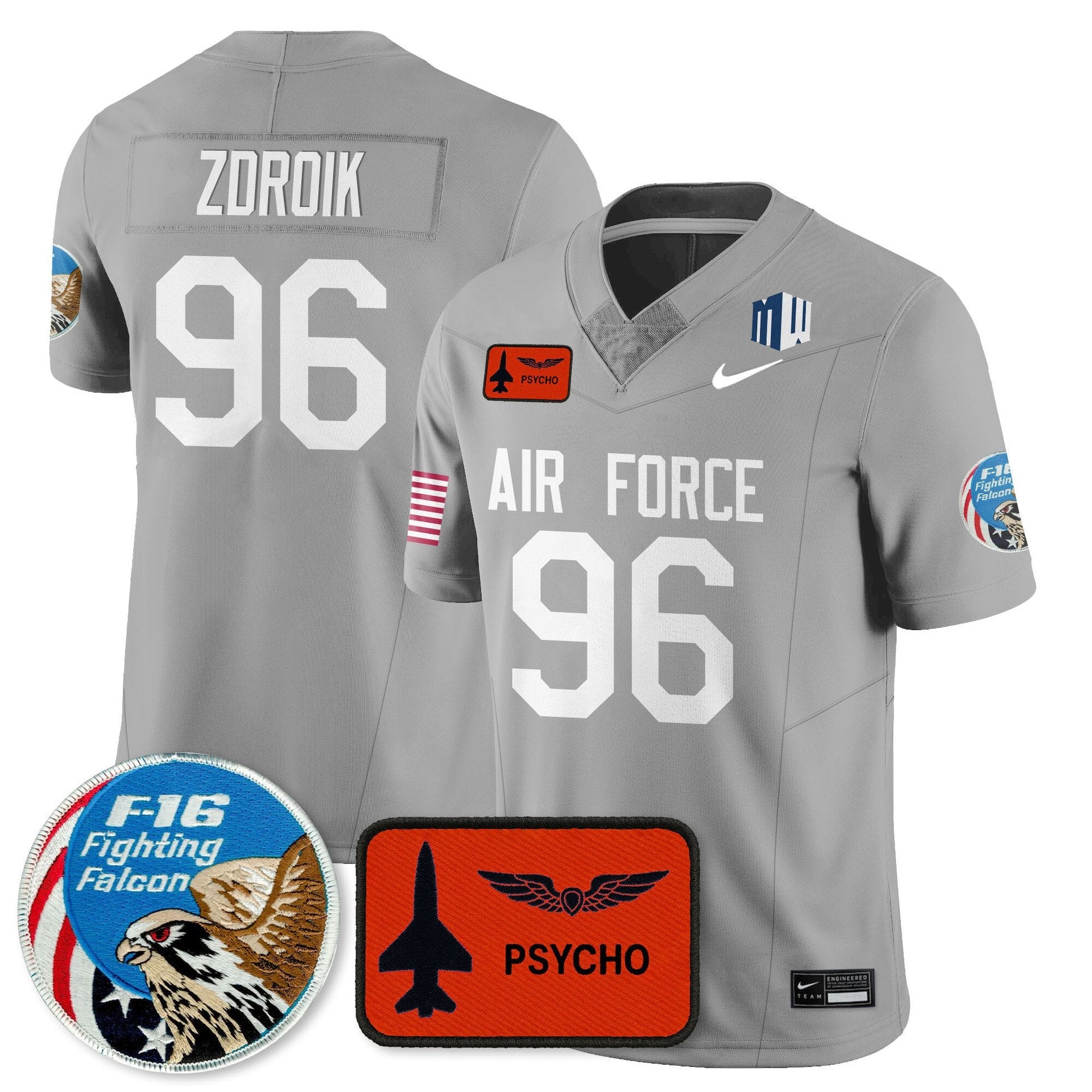 Payton Zdroik Jersey #96 Air Force 2025 Honor F-16 Stitched Honor F-16