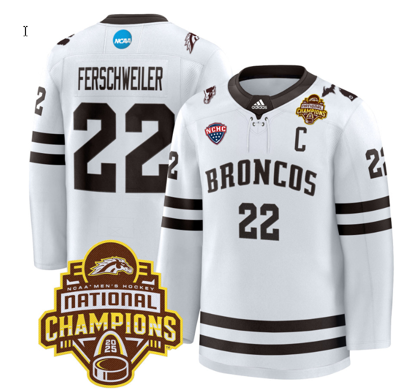 Pat Ferschweiler Jersey #22 Western Michigan Broncos 2025 National Champions Patch Premium Stitched White