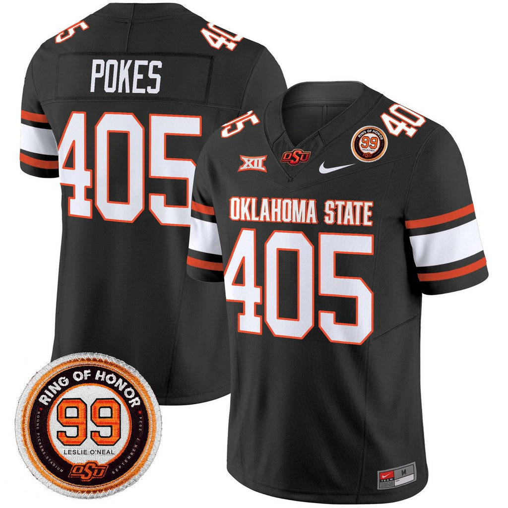 Pokes Jersey #405 Oklahoma State Cowboys 2025 Leslie O'neal Patch Black