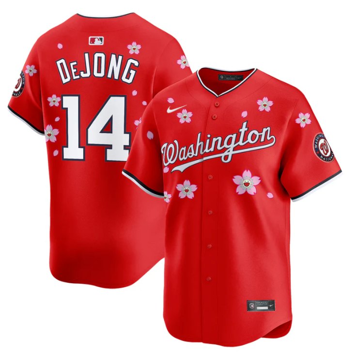 Paul DeJong Jersey #14 Washington Nationals Cherry Blossom Vapor Premier Limited Stitched Red