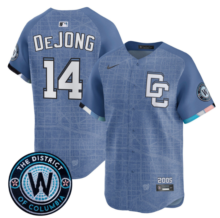 Paul DeJong Jersey #14 Washington Nationals 2025 City Connect Premier Limited Stitched Blue