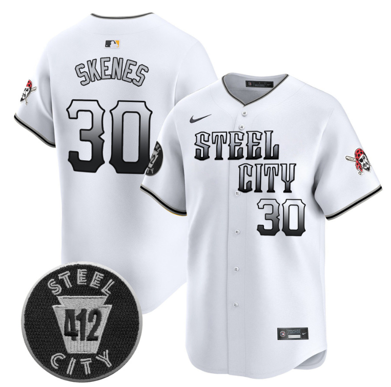 Paul Skenes Jersey #30 Pittsburgh Pirates 412 Patch Vapor Premier Limited V8 Stitched White