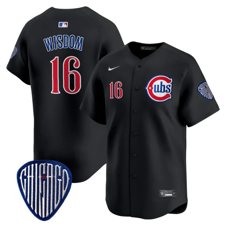Patrick Wisdom Jersey #16 Chicago Cubs Blue Alternate Vapor Premier Limited Stitched Black