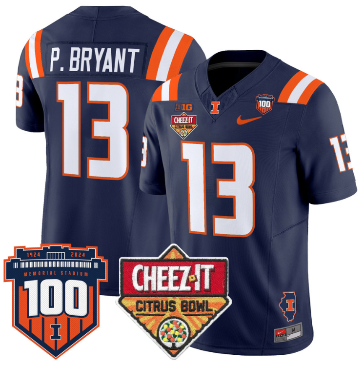 Pat Bryant Jersey #13 Illinois Fighting 2025 Cheez-It Citrus Bowl Navy