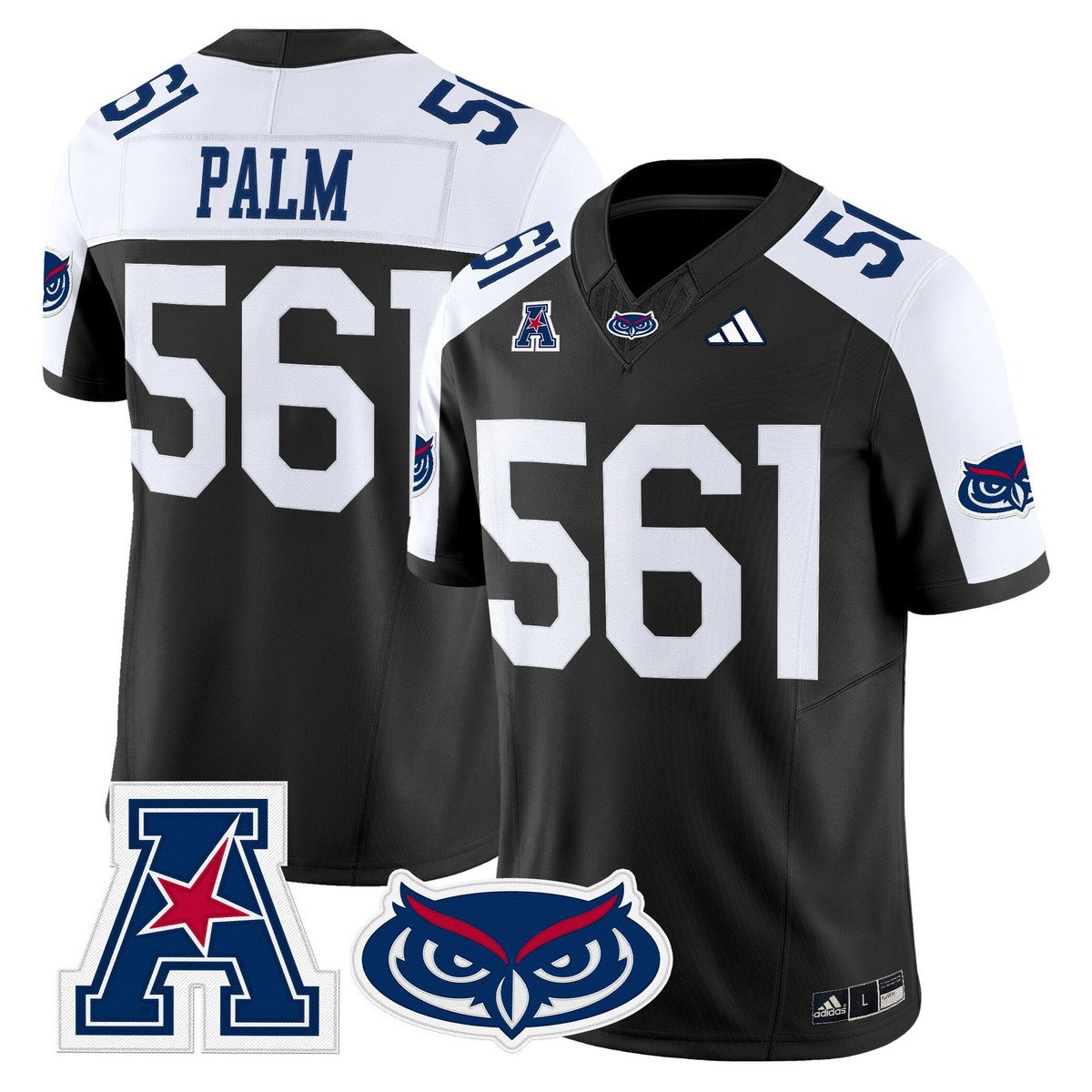 Palm Jersey #561 Florida Atlantic Owls 2025 All Stitched Black Alter