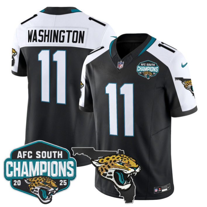 Parker Washington Jersey #11 AFC South Division Champions 2025 Florida Black Alternate