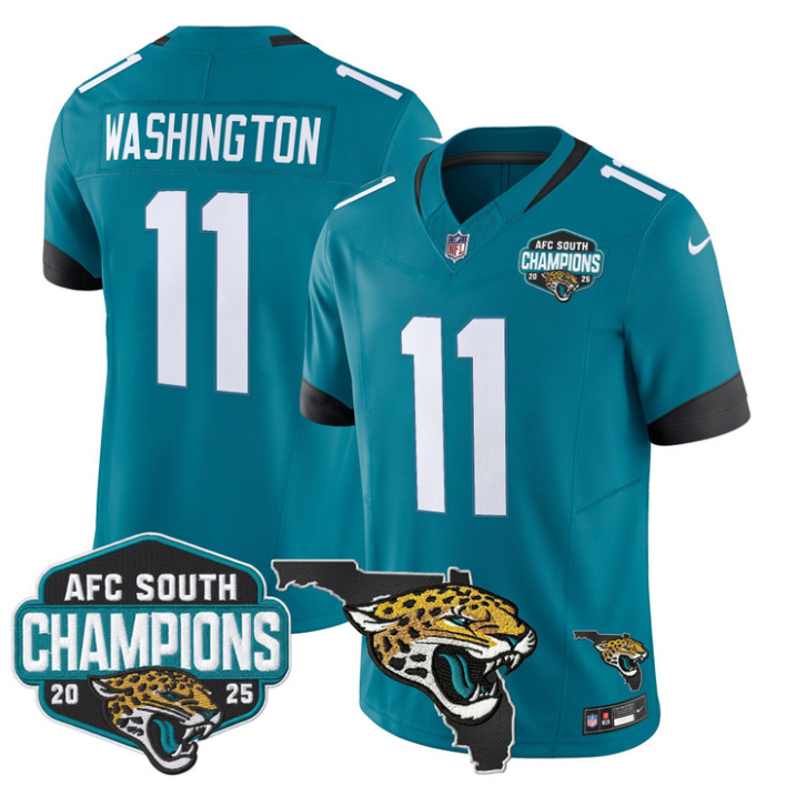 Parker Washington Jersey #11 AFC South Division Champions 2025 Florida Teal