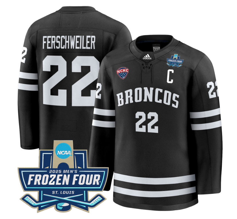 Pat Ferschweiler Jersey #22 Western Michigan Broncos 2025 Frozen Four Patch Stitched Black