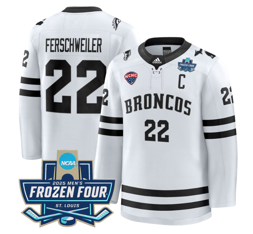 Pat Ferschweiler Jersey #22 Western Michigan Broncos 2025 Frozen Four Patch Stitched White