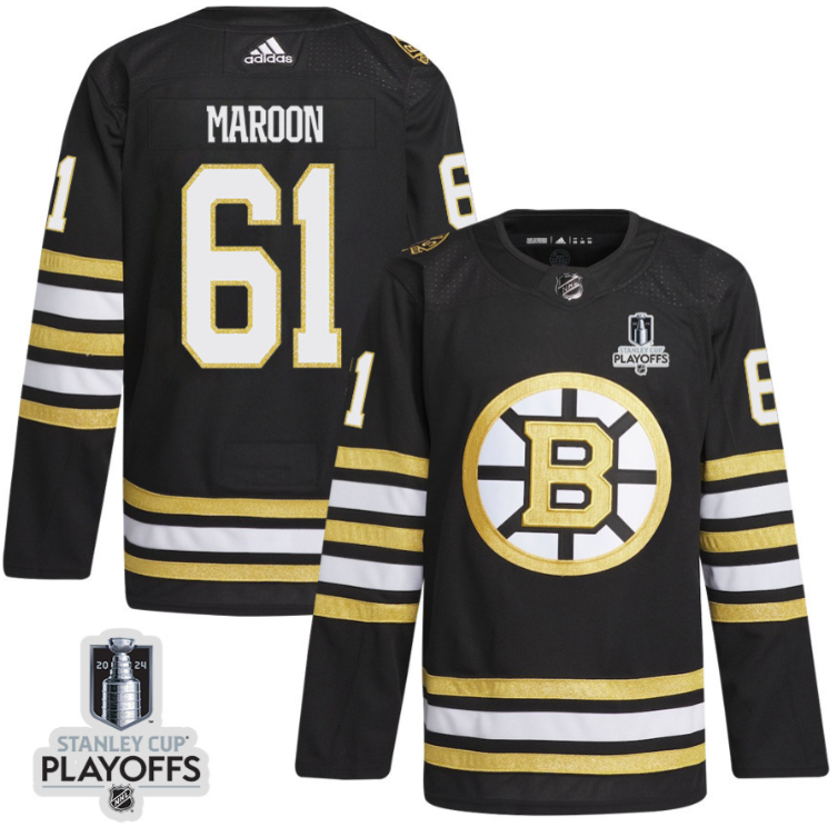 Pat Maroon 61 Boston Bruins 2024 NHL Playoffs Patch Home Jersey - Men, Black