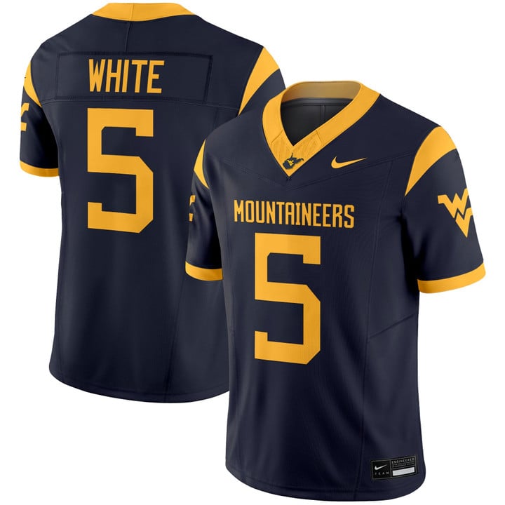 Pat White Jersey #5 West Virginia Mountaineers 2025 Limited Stitched Navy