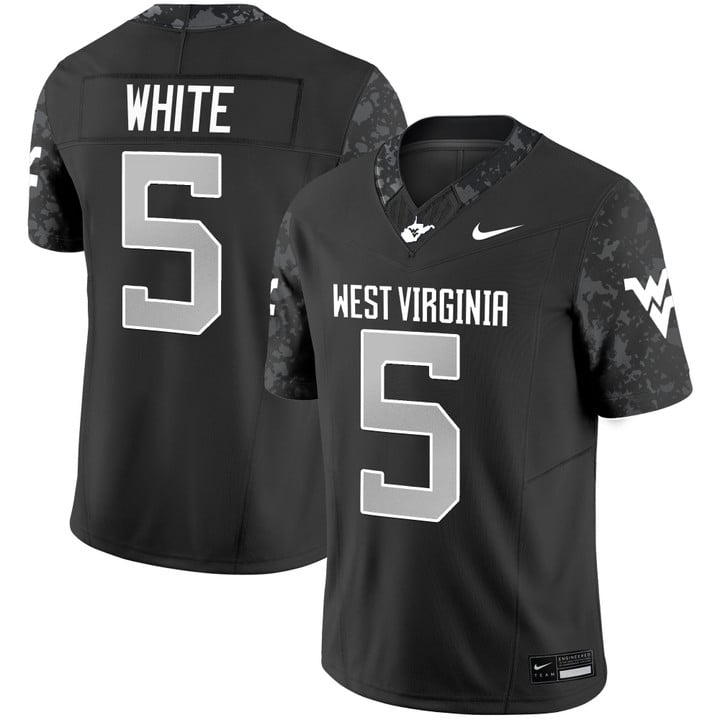 Pat White Jersey #5 West Virginia Mountaineers 2025 Limited Stitched Coal