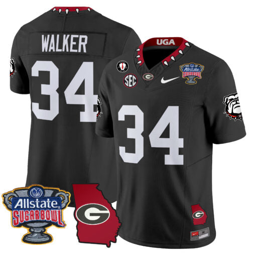 Herschel Walker Jersey #34 Georgia Bulldogs 2025 Sugar Bowl Patch Vapor Black