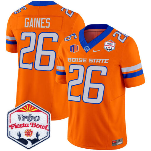 Sire Gaines Jersey #26 Boise State Broncos 2025 Fiesta Bowl Patch Vapor Orange Alternate