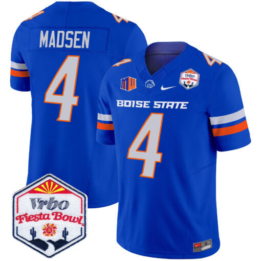 Maddux Madsen Jersey #4 Boise State Broncos 2025 Fiesta Bowl Patch Vapor Royal Alternate