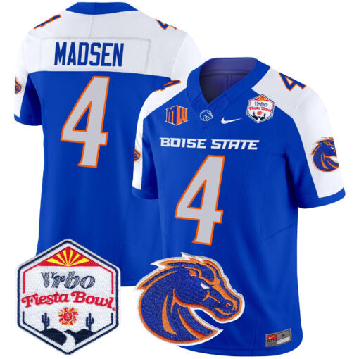 Maddux Madsen Jersey #4 Boise State Broncos 2025 Fiesta Bowl Patch Vapor Royal