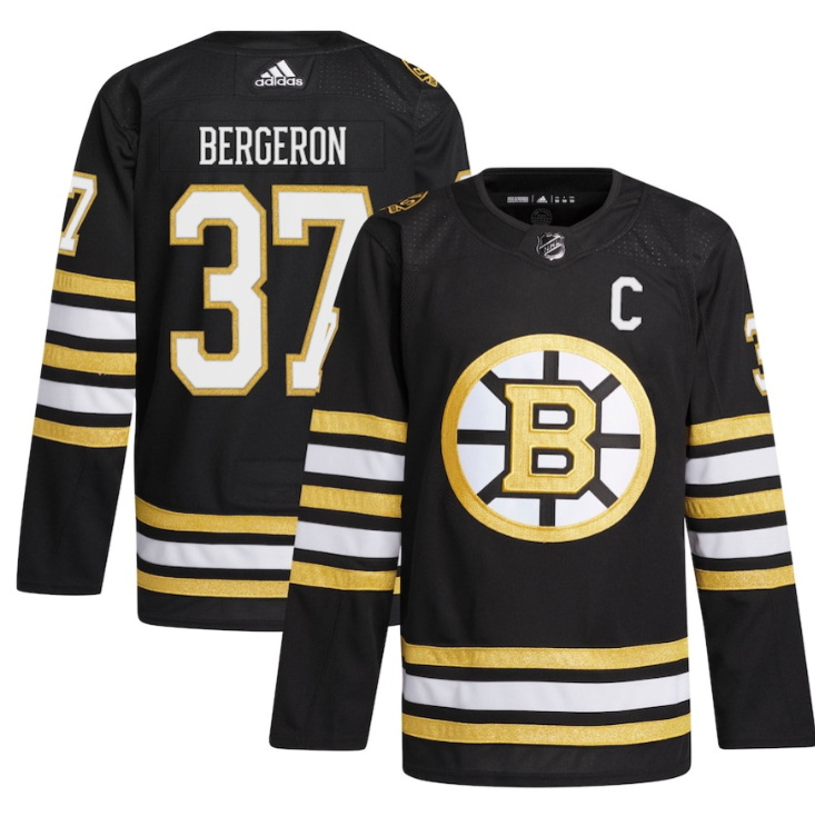 Patrice Bergeron 37 Boston Bruins 100th Anniversary Primegreen Home Men Jersey Black