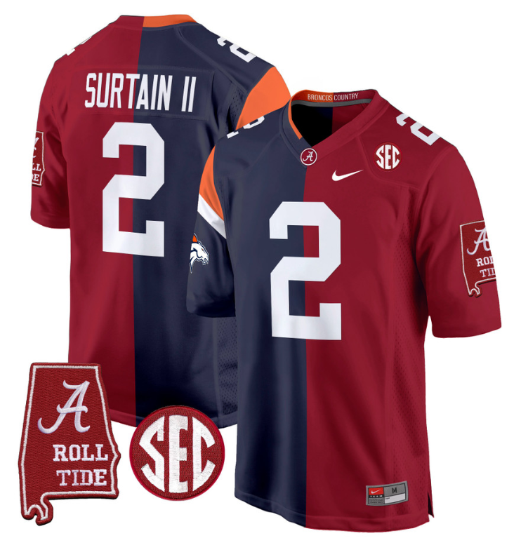 Patrick Surtain II Jersey #2 Alabama Crimson Tide Split Football Game Stitched