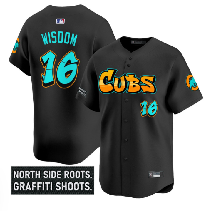 Patrick Wisdom Jersey #16 Chicago Cubs Graffiti North Side Edition Black