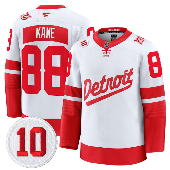 Patrick Kane Jersey #88 Detroit Red Wings #10 Alex Delvecchio Honoring Stitched