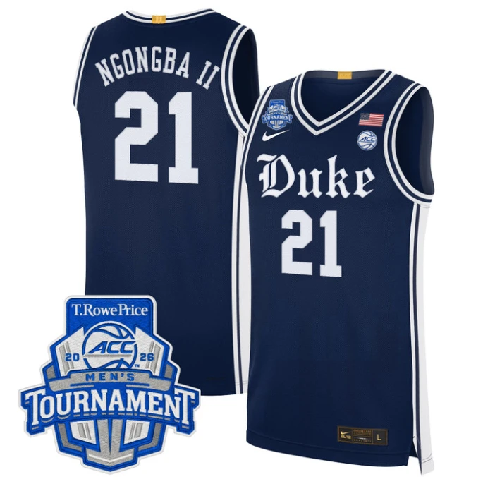 Patrick Ngongba II Jersey #21 Duke Blue Devils 2026 ACC Tournament Stitched