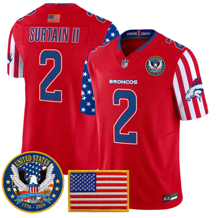 Patrick Surtain II Jersey #2 Broncos America 250 Edition Vapor Stitched