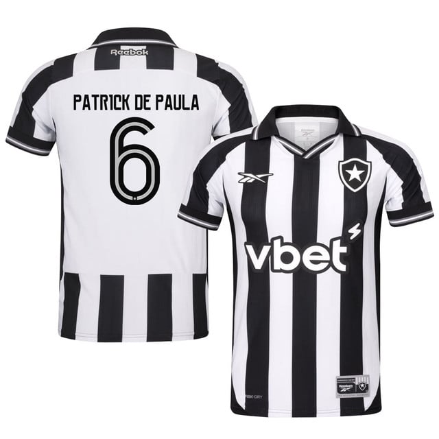 Patrick de Paula #6 Botafogo 2025-26 Home Jersey – Black White