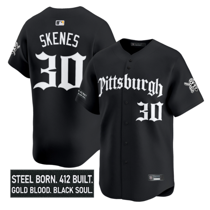 Paul Skenes Jersey #30 Pittsburgh Pirates Gothic Steel City Edition Black