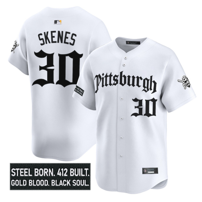 Paul Skenes Jersey #30 Pittsburgh Pirates Gothic Steel City Edition White