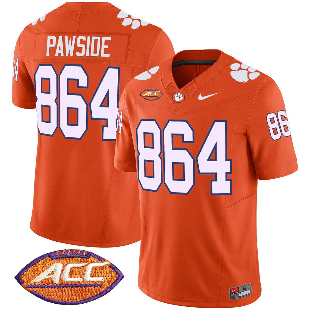 PawSide Jersey #864 Clemson Tigers 2025 Vapor Limited Stitched Orange