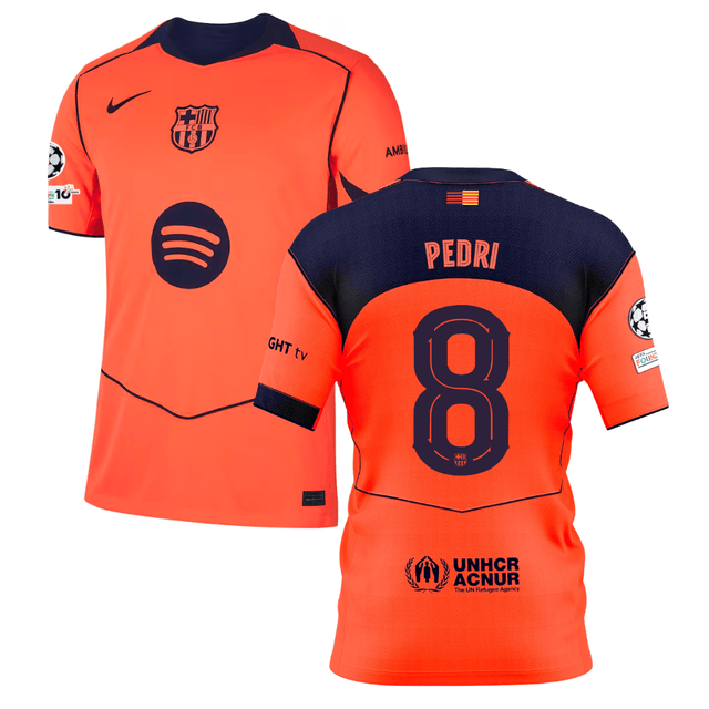 Pedri 8 Barcelona 2025-26 Third Match Jersey – Orange