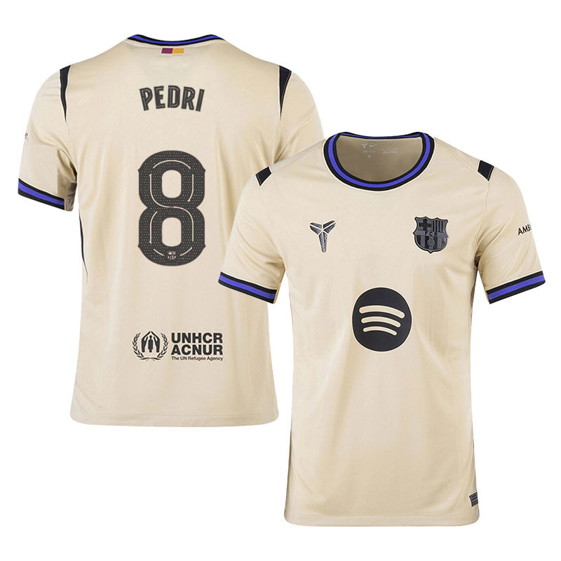 Pedri #8 Barcelona 2025-26 Away Jersey – Cream