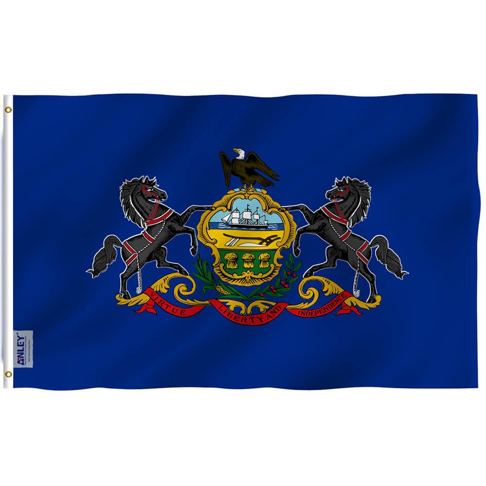 Pennsylvania State Flag - Pennsylvania PA Flag with Brass Grommets 3X5Ft Banner USA