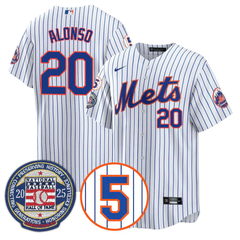 Pete Alonso Jersey #20 New York Mets Hall of Fame Gold Stitched Throwback
