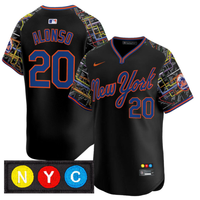 Pete Alonso Jersey #20 New York Mets Subway Style Vapor Premier Limited Stitched Black