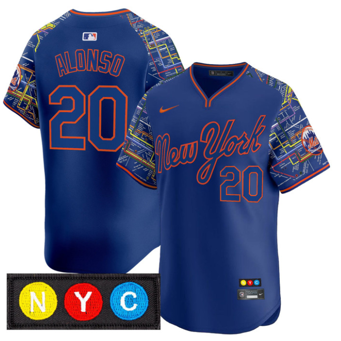 Pete Alonso Jersey #20 New York Mets Subway Style Vapor Premier Limited Stitched Royal