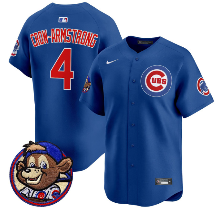 Pete Crow-Armstrong Jersey #24 Chicago Cubs Clark Patch Vapor Premier Limited Stitched Royal