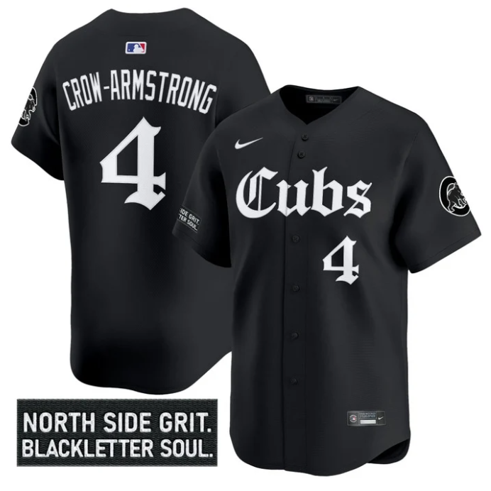 Pete Crow-Armstrong Jersey #4 Chicago Cubs Gothic North Side Edition Vapor Stitched Black