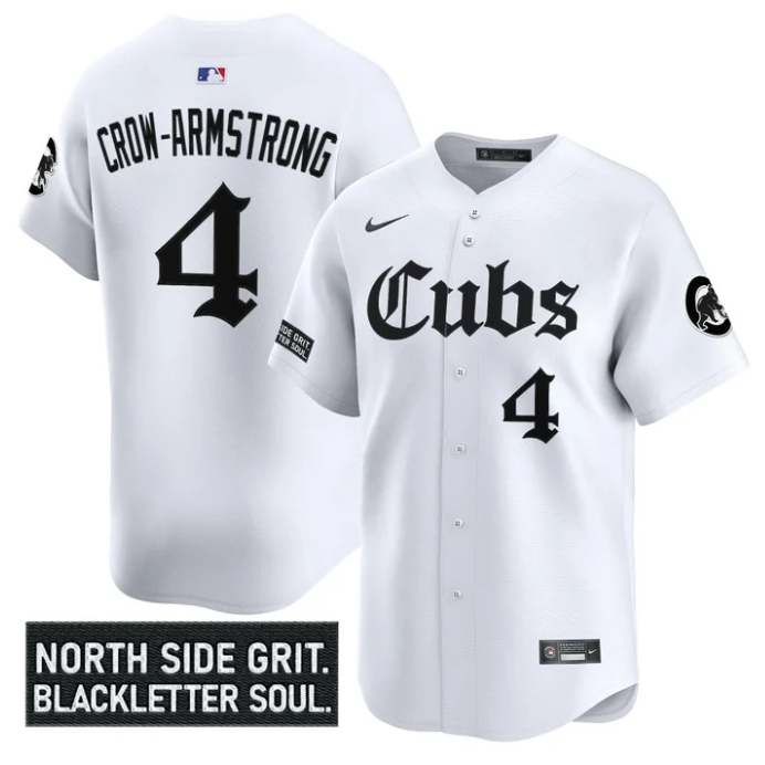 Pete Crow-Armstrong Jersey #4 Chicago Cubs Gothic North Side Edition Vapor Stitched White