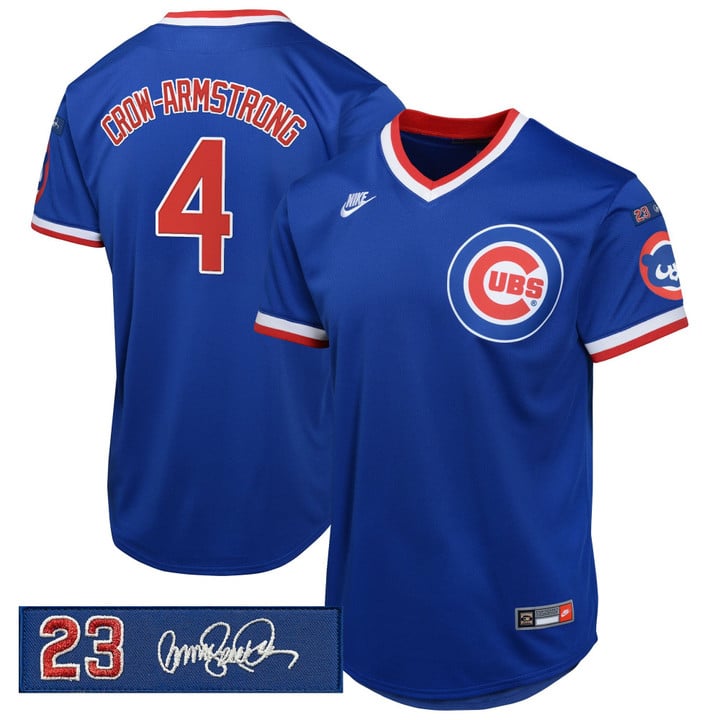 Pete Crow-Armstrong Jersey #4 Chicago Cubs Ryne Sandberg Tribute Patch Royal